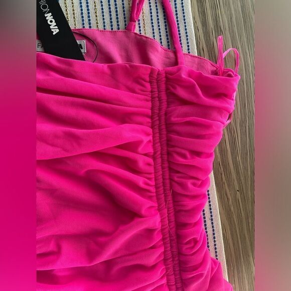 Fashion Nova Midi Dress Women Size XL Pink Ruched Lined NEW - Picture 14 of 16